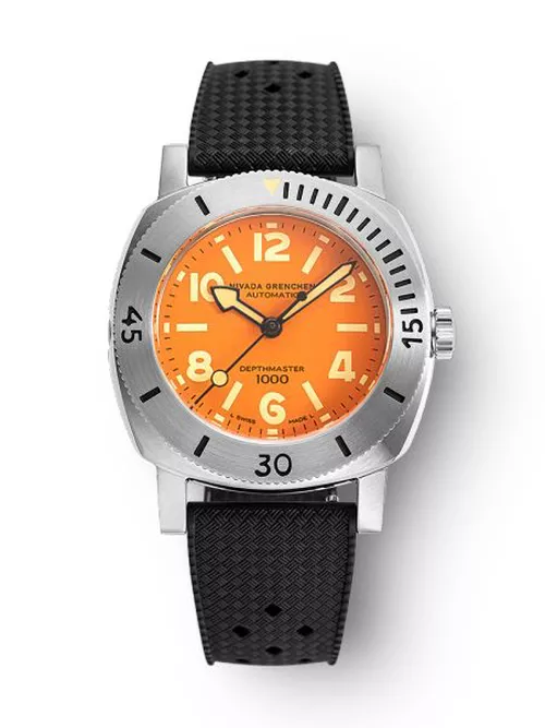 Nivada Grenchen Depthmaster Numerals Orange - Tropic Rubber